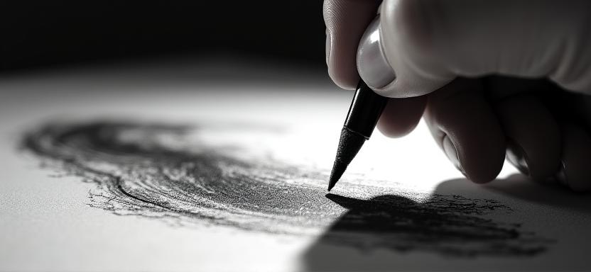 Student practising charcoal shading and light and shadow drawing technique